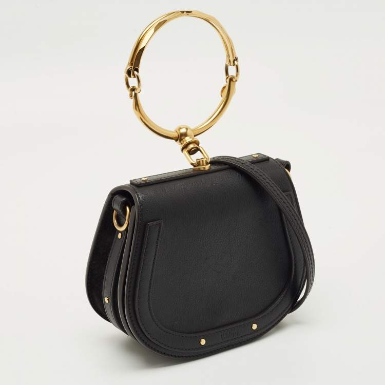 Pre Owned Chloe Black Leather and Suede Small Nile Bracelet Shoulder Bag