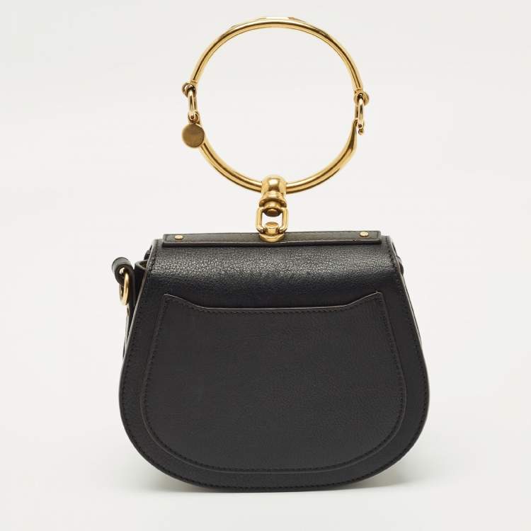 Pre Owned Chloe Black Leather and Suede Small Nile Bracelet Shoulder Bag
