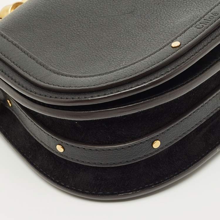 Pre Owned Chloe Black Leather and Suede Small Nile Bracelet Shoulder Bag