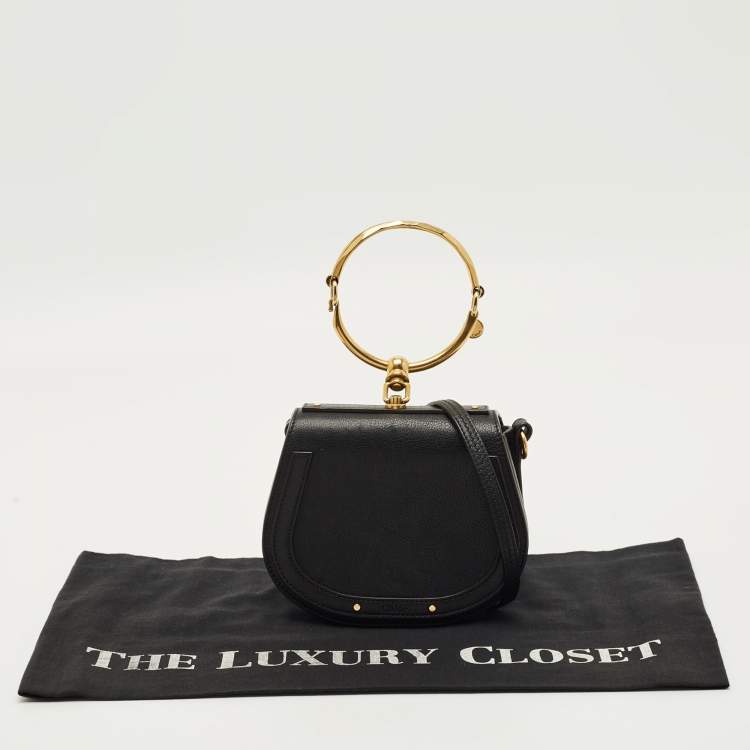 Pre Owned Chloe Black Leather and Suede Small Nile Bracelet Shoulder Bag