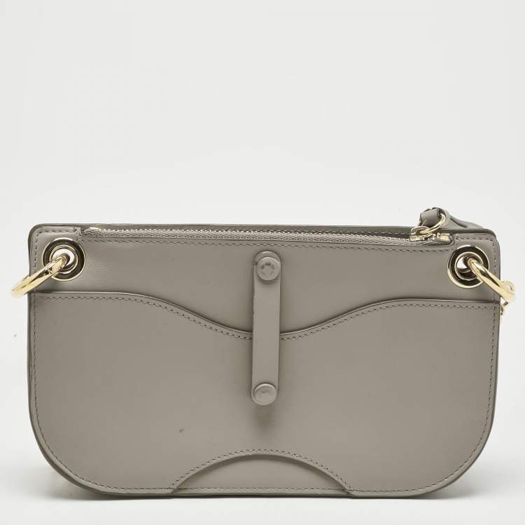Pre Owned Chloe Grey Leather Mini Tess Crossbody Bag
