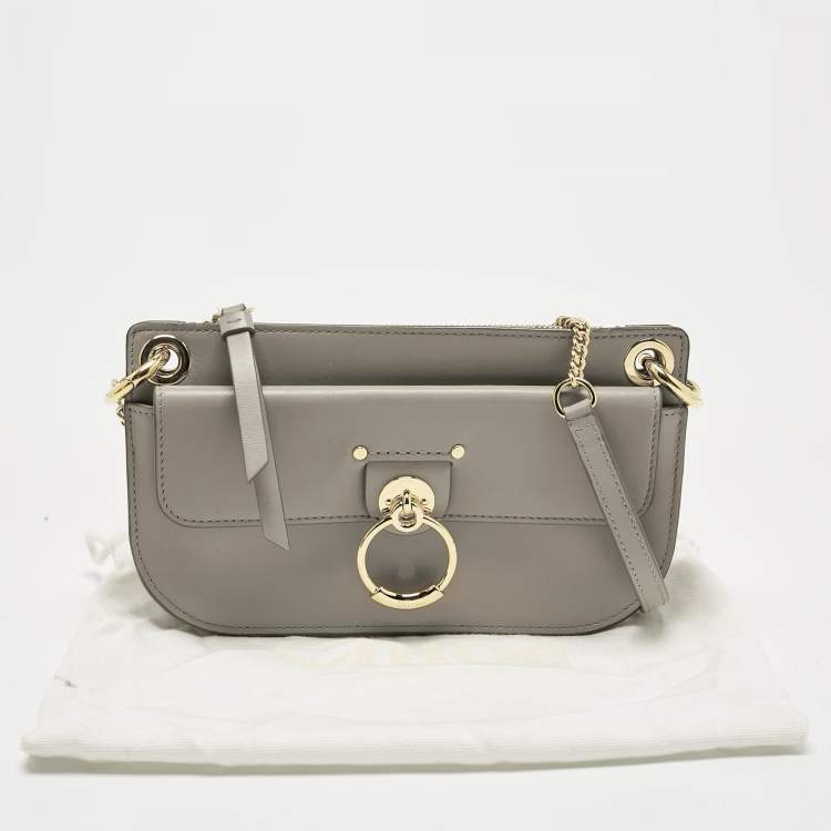 Pre Owned Chloe Grey Leather Mini Tess Crossbody Bag