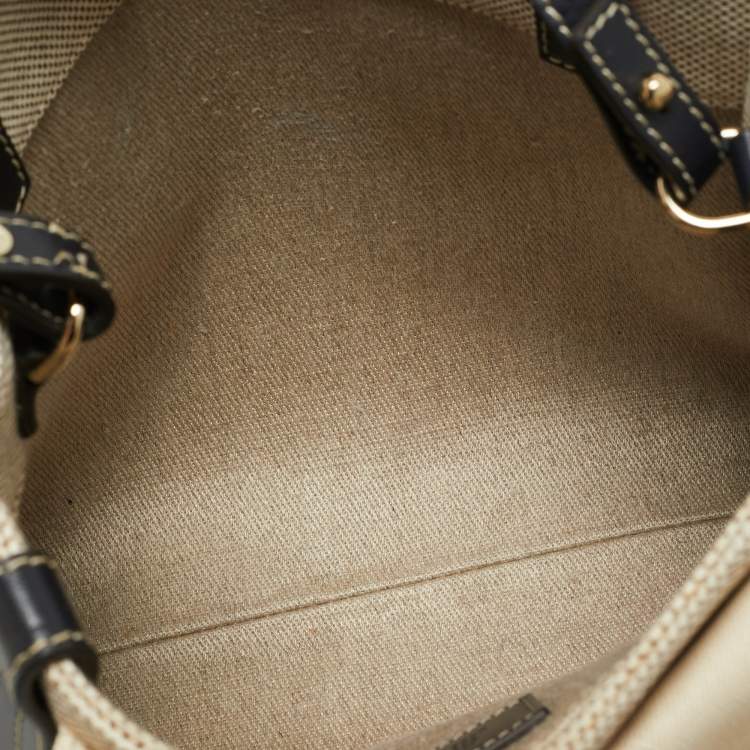Pre Owned Chloe Black/Beige Canvas and Leather Small Woody Tote