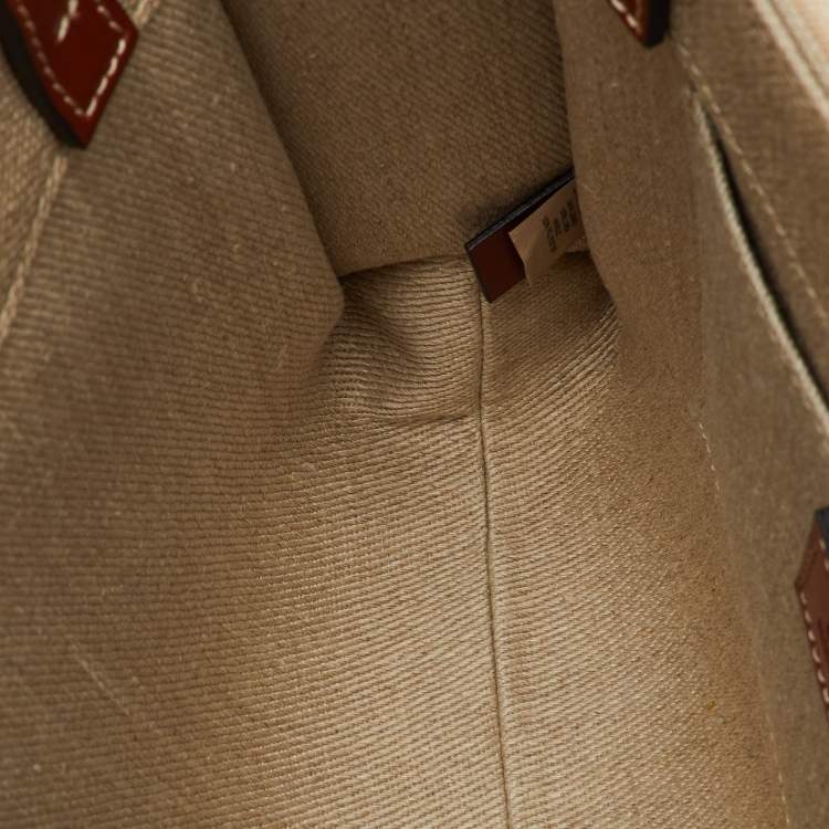 Pre Owned Chloé Beige/Brown Canvas and Leather Small Woody Tote