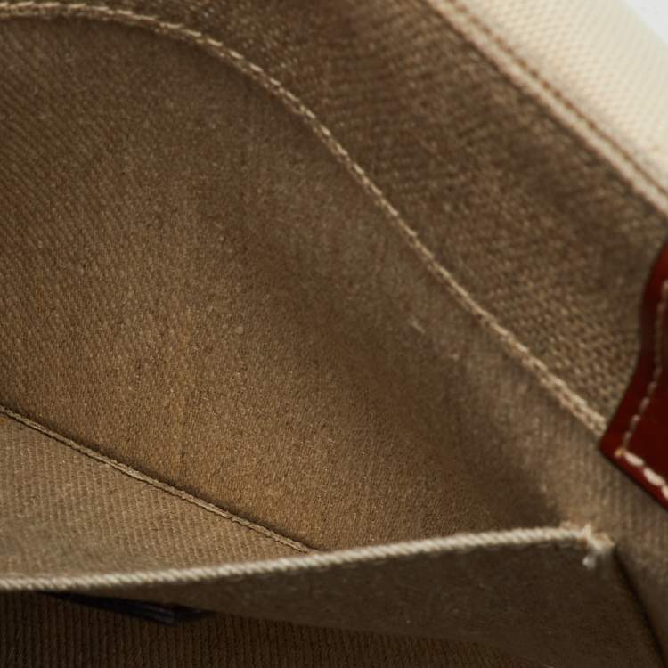 Pre Owned Chloé Beige/Brown Canvas and Leather Small Woody Tote