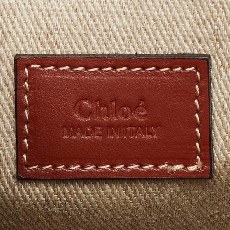 Pre Owned Chloé Beige/Brown Canvas and Leather Small Woody Tote