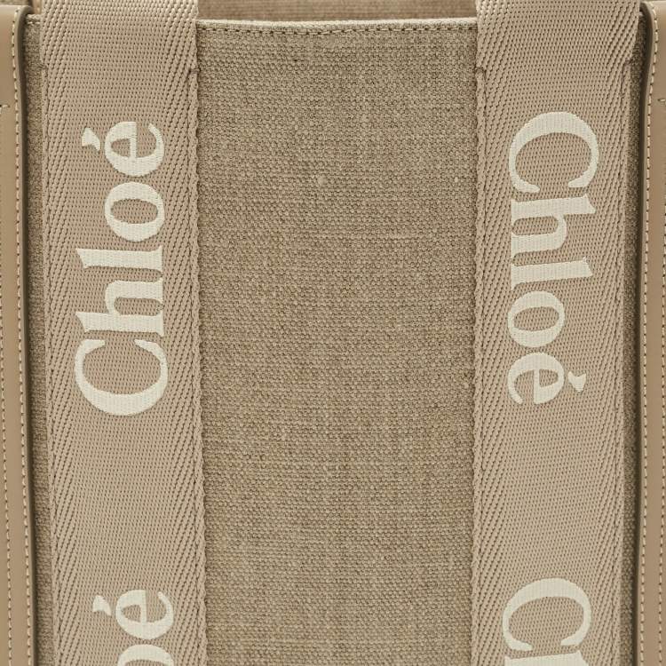 Pre Owned Chloé Beige Canvas Medium Woody Tote
