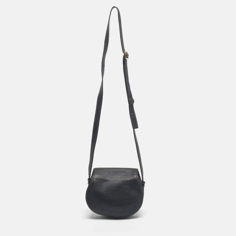 Pre Owned Chloe Dark Grey Leather Mini Marcie Saddle Crossbody Bag