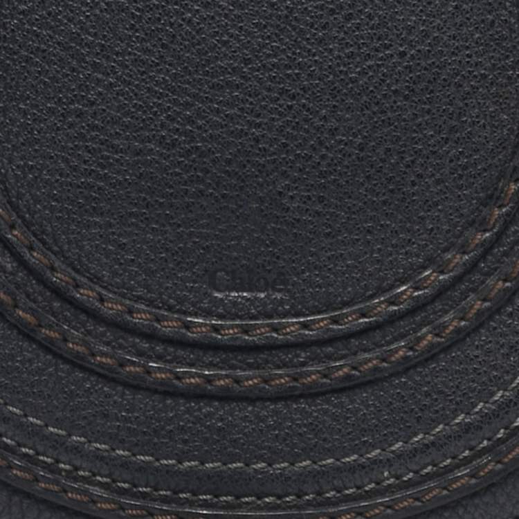 Pre Owned Chloe Dark Grey Leather Mini Marcie Saddle Crossbody Bag