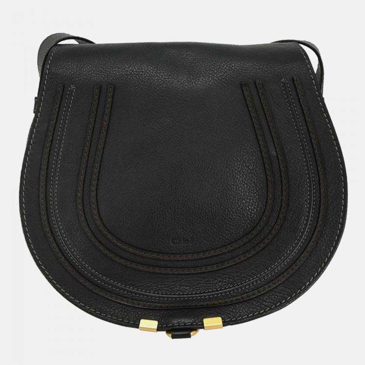 Pre Owned Chloe Marcie Black Leather Shoulder Bag