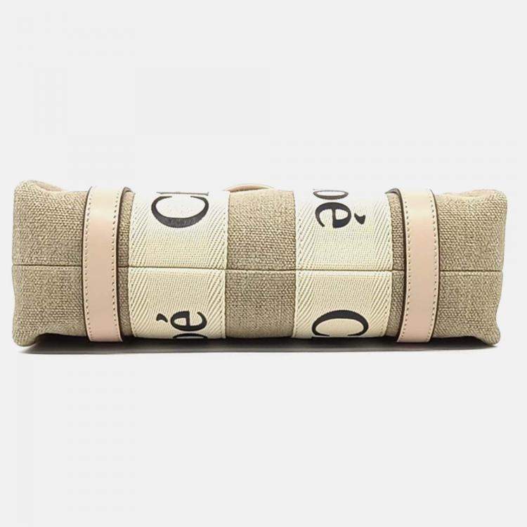 Pre Owned Chloe Beige Canvas and Leather Woody Bag Small