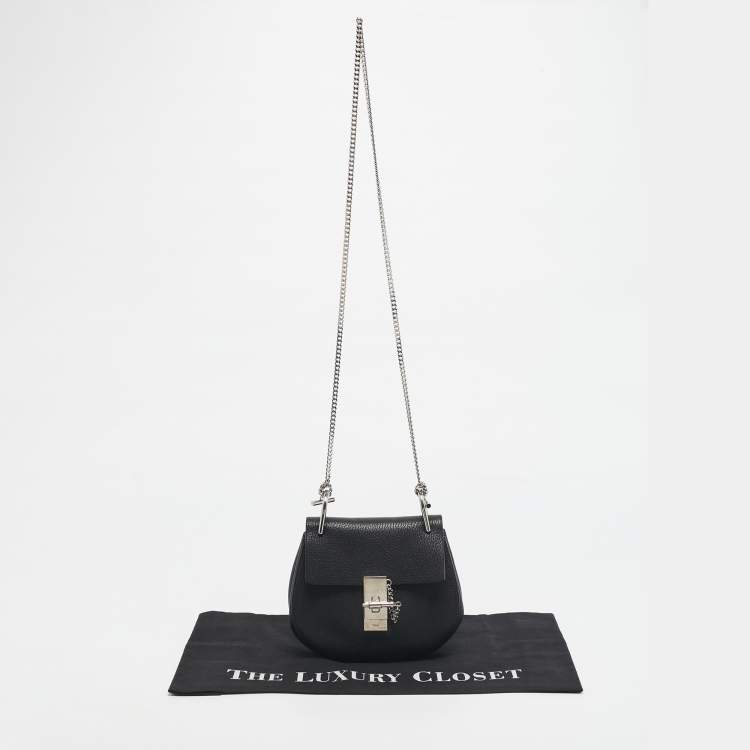 Pre Owned Chloé Black Leather Mini Drew Chain Shoulder Bag