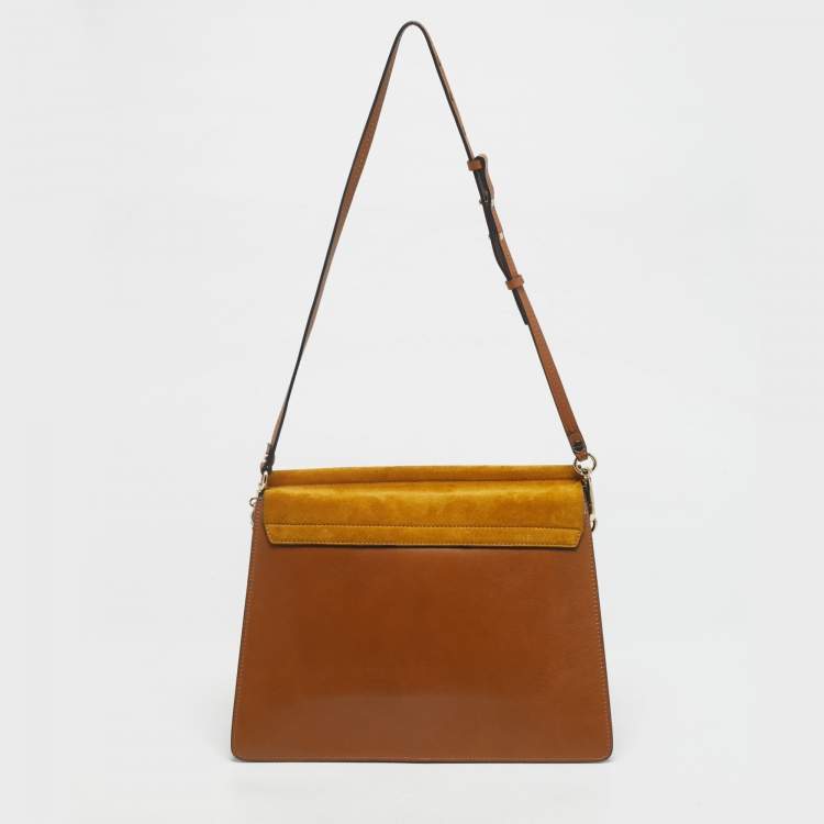 Pre Owned Chloe Tan/Mustard Leather and Suede Faye Medium Shoulder Bag