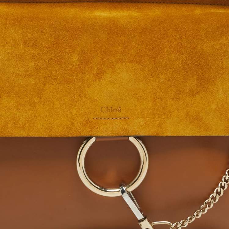 Pre Owned Chloe Tan/Mustard Leather and Suede Faye Medium Shoulder Bag