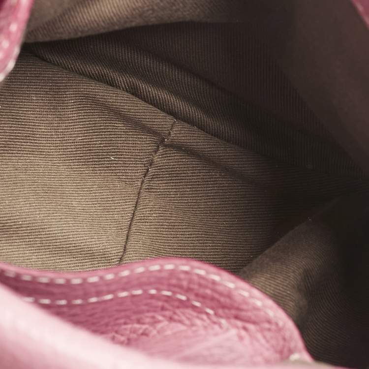 Pre Owned Chloé Pink Leather Mini Marcie Saddle Crossbody Bag