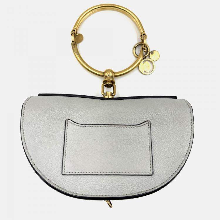 Pre Owned Chloe grey Leather Small Nile Bracelet Minaudiere Crossbody Bag