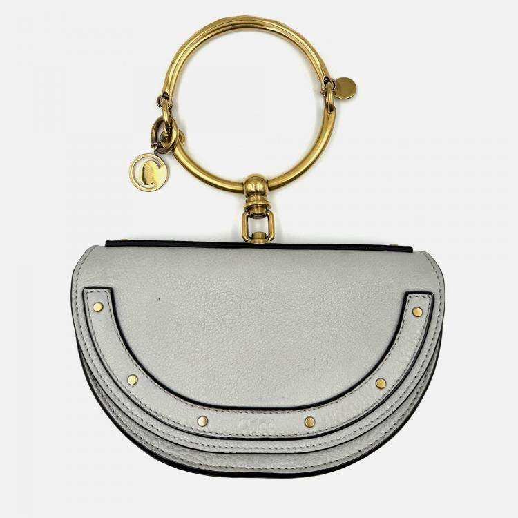 Pre Owned Chloe grey Leather Small Nile Bracelet Minaudiere Crossbody Bag