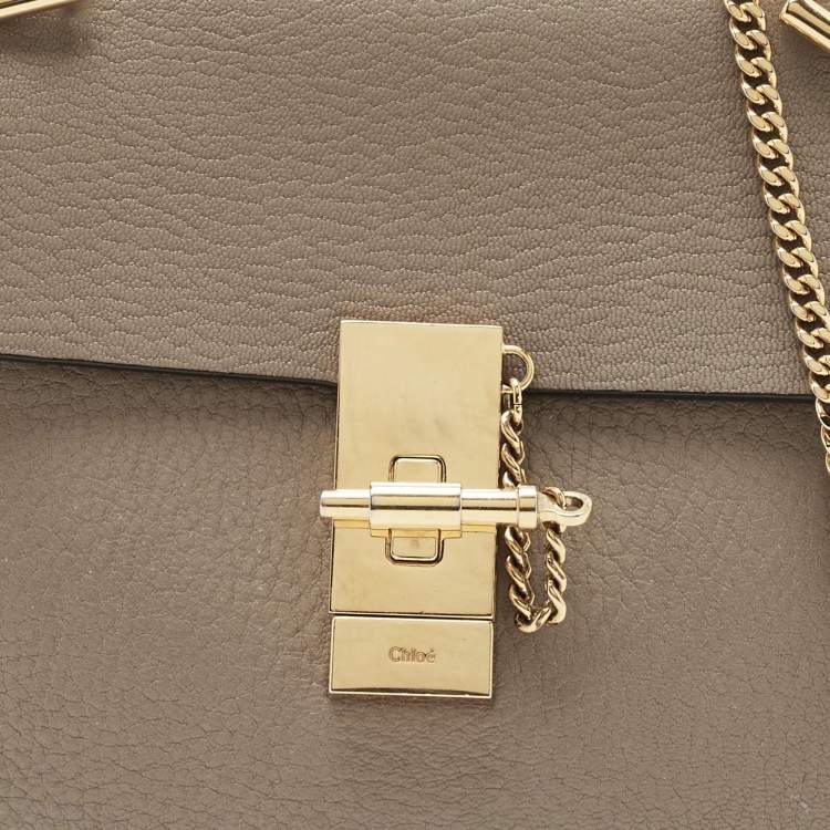 Pre Owned Chloe Taupe Leather Small Drew Shoulder Bag