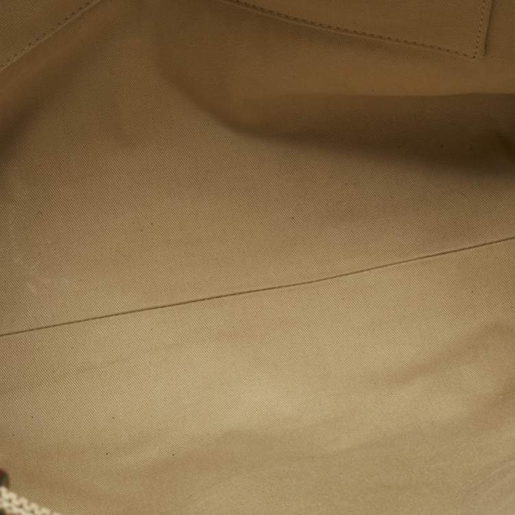 Pre Owned Chloe Beige/Brown Canvas and Leather Large Woody Tote