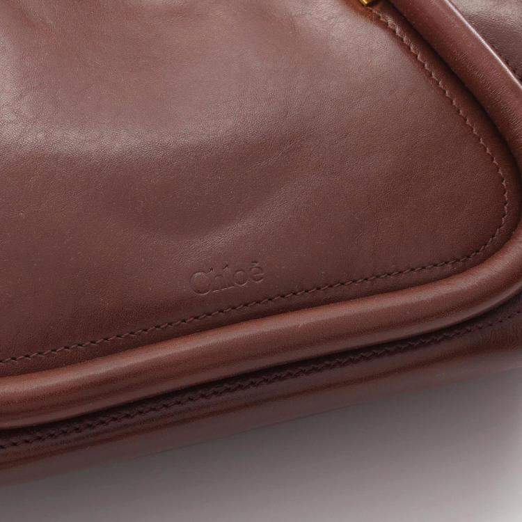 Pre Owned Chloe Paraty 24 Small Back Handbag Leather Brown