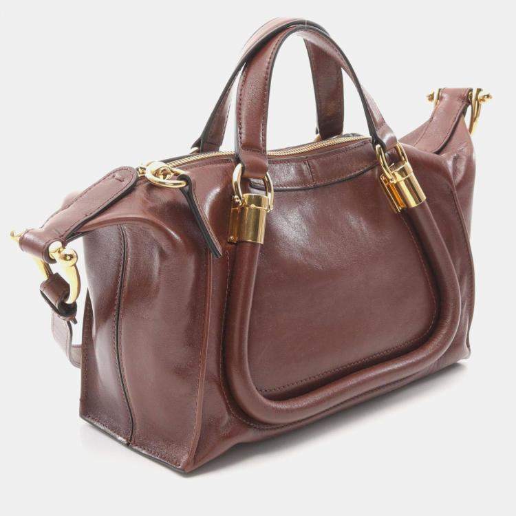 Pre Owned Chloe Paraty 24 Small Back Handbag Leather Brown