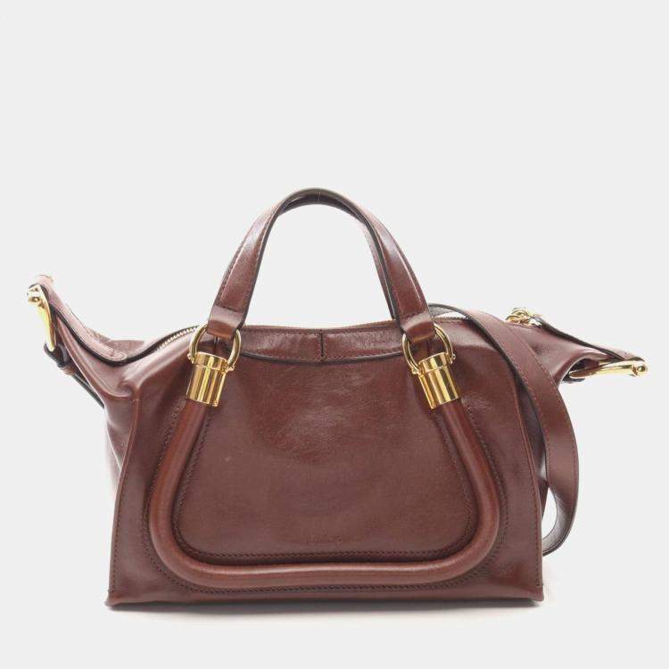 Pre Owned Chloe Paraty 24 Small Back Handbag Leather Brown