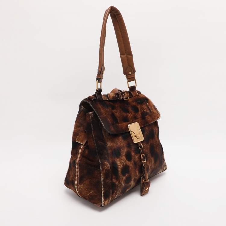 Pre Owned Chloe Brown Calfhair and Leather Darla Satchel 