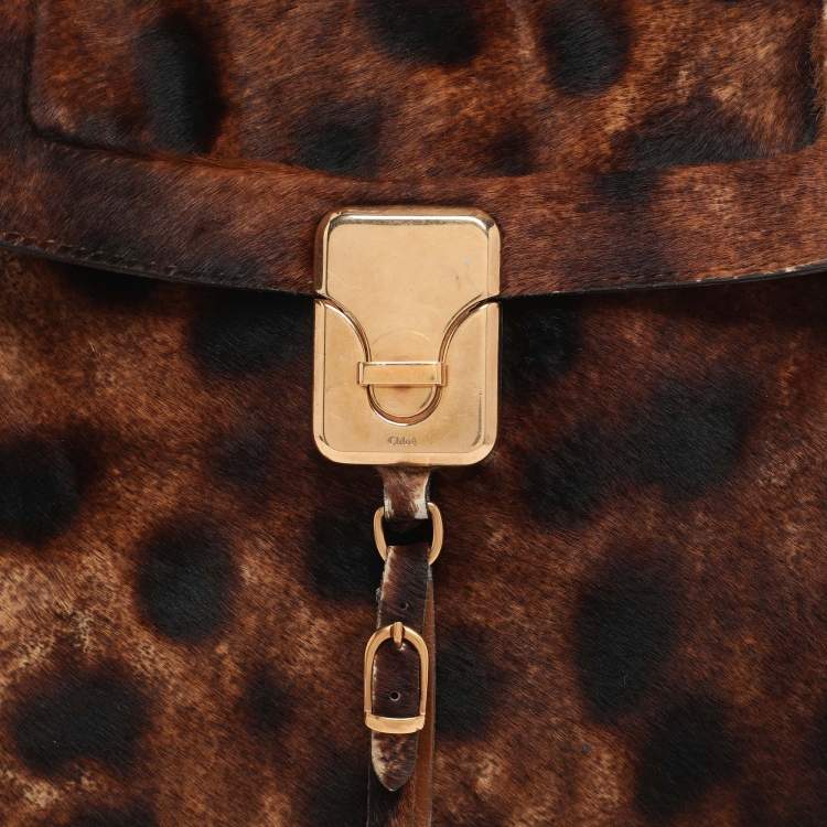 Pre Owned Chloe Brown Calfhair and Leather Darla Satchel 