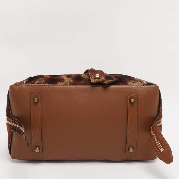 Pre Owned Chloe Brown Calfhair and Leather Darla Satchel 
