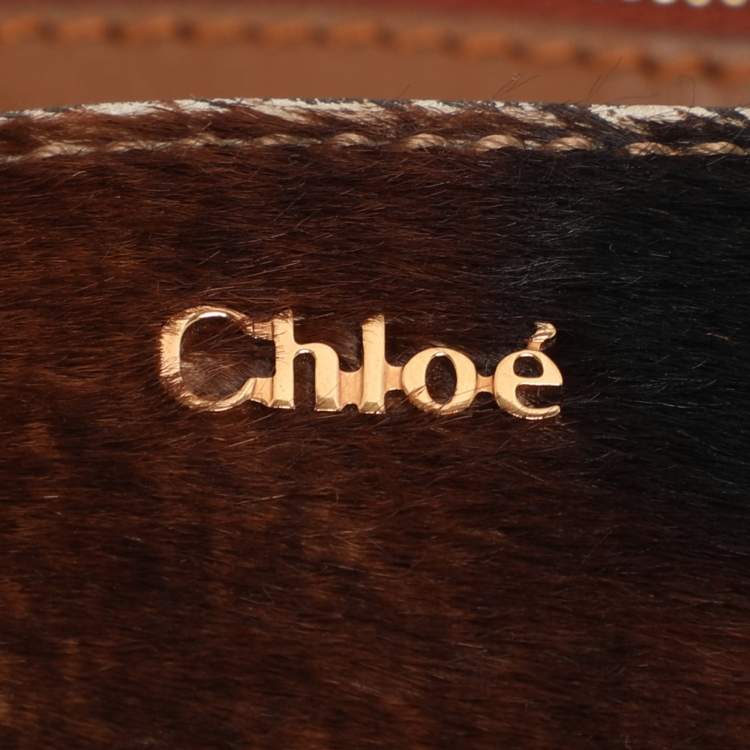Pre Owned Chloe Brown Calfhair and Leather Darla Satchel 
