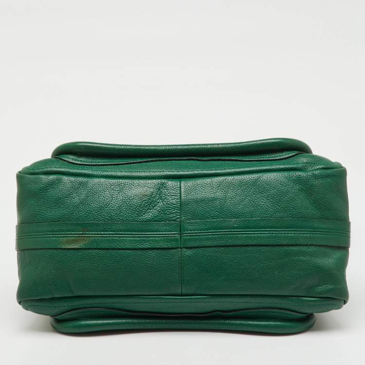 Pre Owned Chloe Emerald Green Leather Medium Military Strap Paraty Shoulder Bag