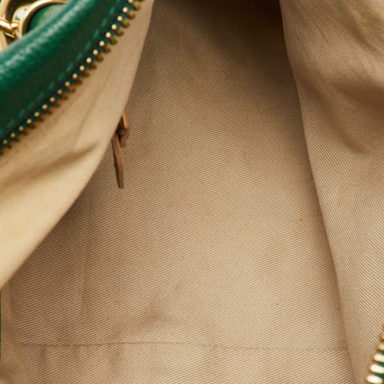 Pre Owned Chloe Emerald Green Leather Medium Military Strap Paraty Shoulder Bag