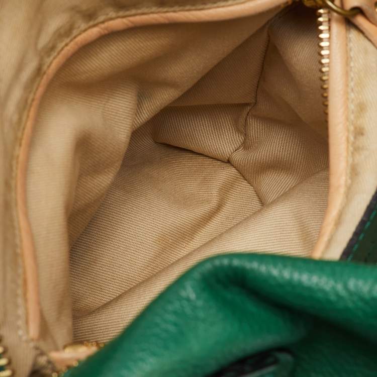 Pre Owned Chloe Emerald Green Leather Medium Military Strap Paraty Shoulder Bag