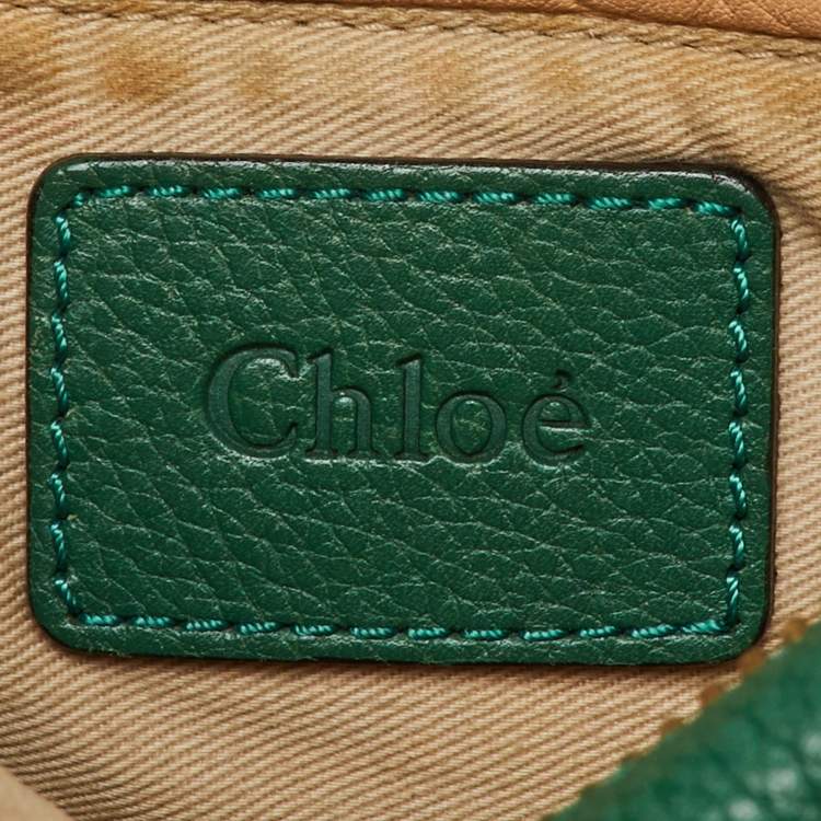 Pre Owned Chloe Emerald Green Leather Medium Military Strap Paraty Shoulder Bag