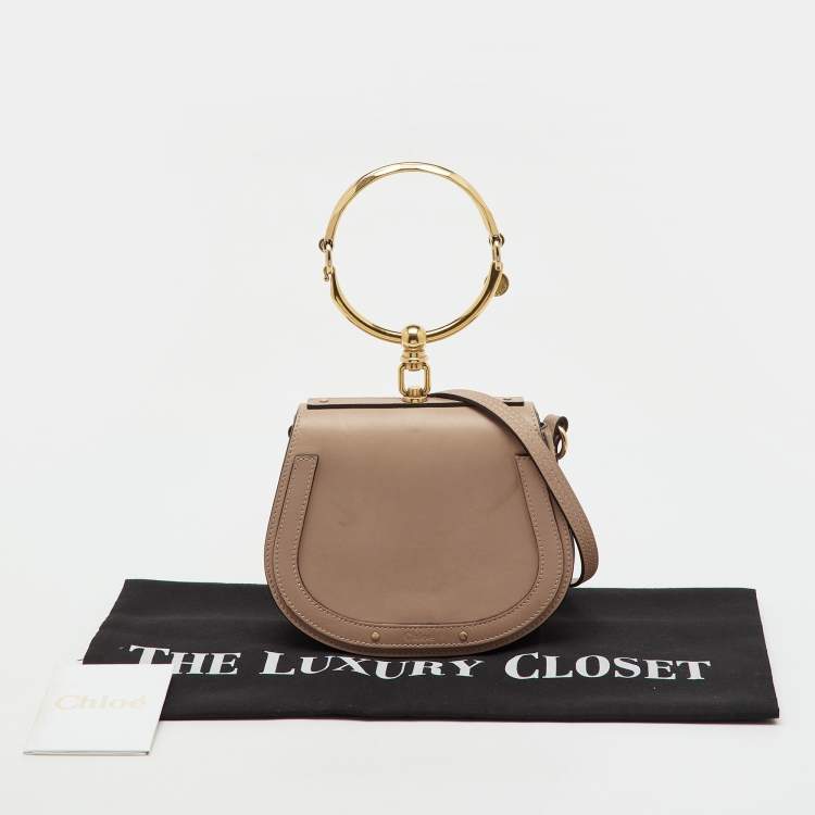 Pre Owned Chloe Beige Leather and Suede Small Nile Bracelet Shoulder Bag