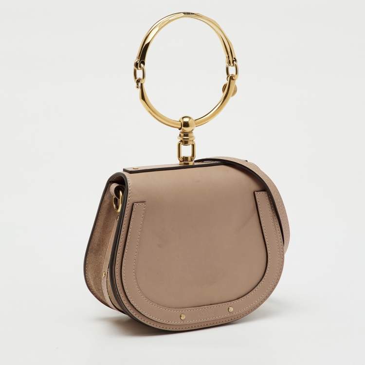 Pre Owned Chloe Beige Leather and Suede Small Nile Bracelet Shoulder Bag