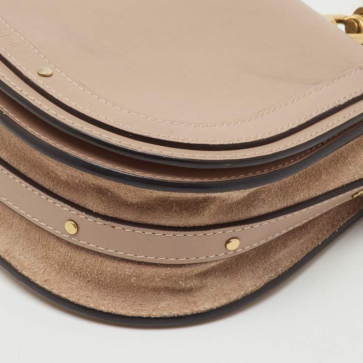 Pre Owned Chloe Beige Leather and Suede Small Nile Bracelet Shoulder Bag