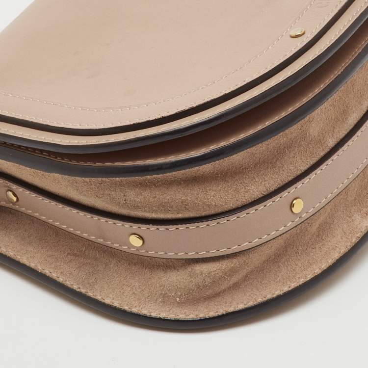 Pre Owned Chloe Beige Leather and Suede Small Nile Bracelet Shoulder Bag
