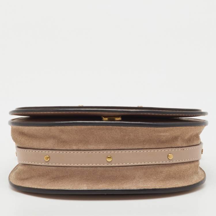 Pre Owned Chloe Beige Leather and Suede Small Nile Bracelet Shoulder Bag