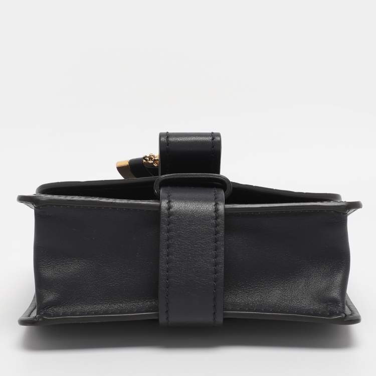 Pre Owned Chloé Navy Blue Croc Embossed Leather Mini Aby Shoulder Bag