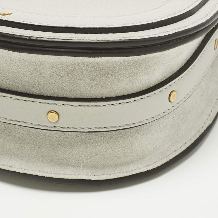 Pre Owned Chloe Grey Leather and Suede Small Nile Bracelet Shoulder Bag
