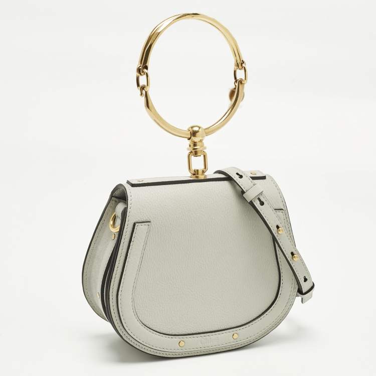 Pre Owned Chloe Grey Leather and Suede Small Nile Bracelet Shoulder Bag