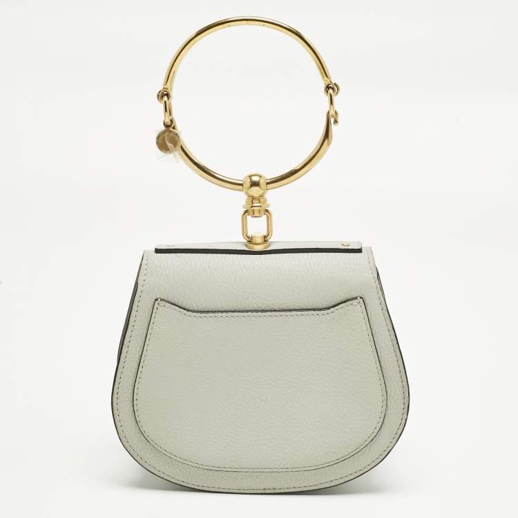 Pre Owned Chloe Grey Leather and Suede Small Nile Bracelet Shoulder Bag