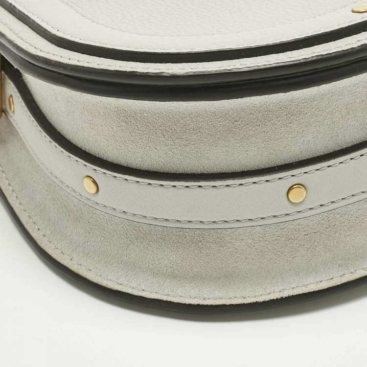Pre Owned Chloe Grey Leather and Suede Small Nile Bracelet Shoulder Bag