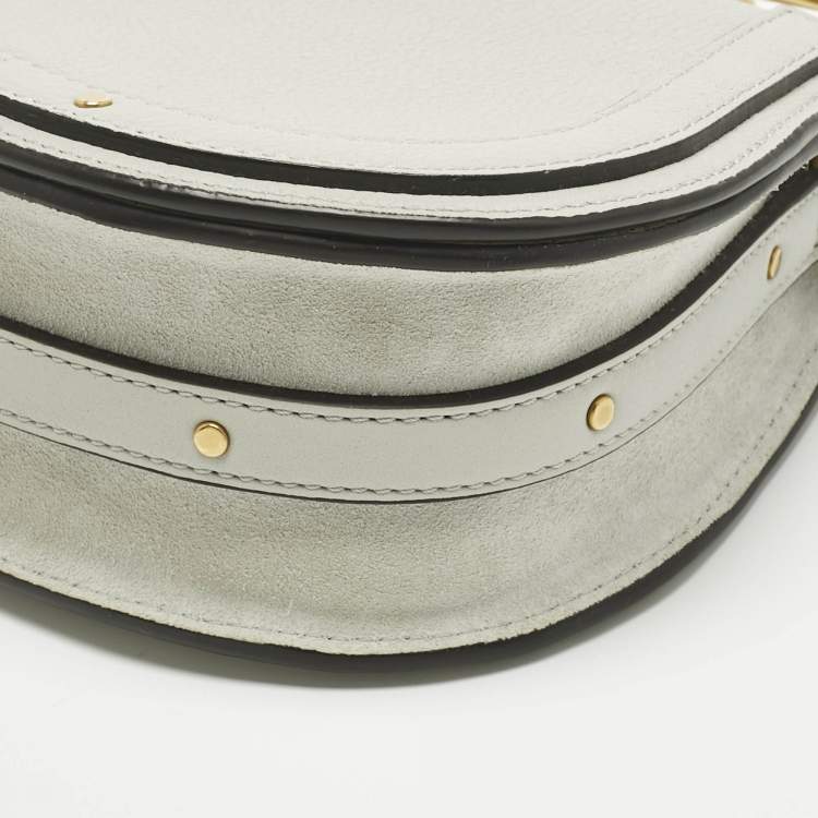 Pre Owned Chloe Grey Leather and Suede Small Nile Bracelet Shoulder Bag