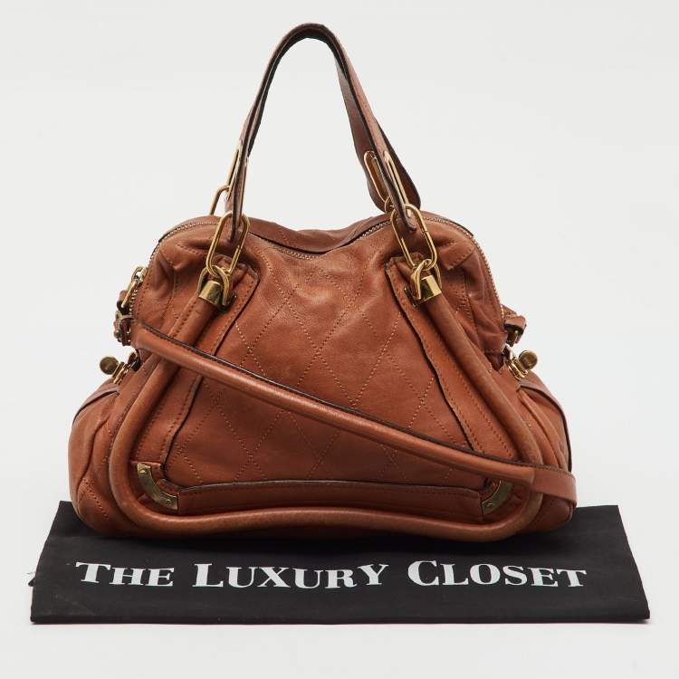 Pre Owned Chloe Brown Leather Medium Paraty Shoulder Bag