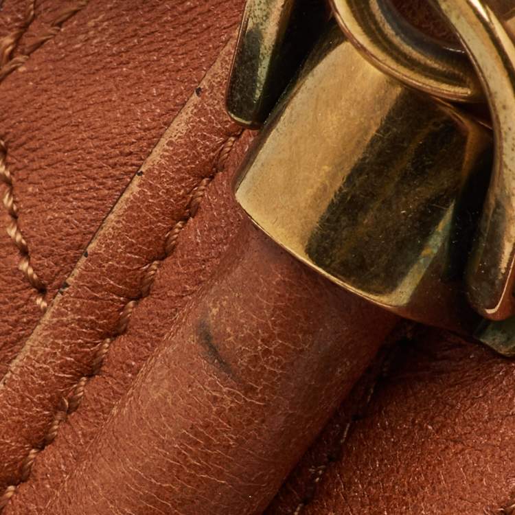 Pre Owned Chloe Brown Leather Medium Paraty Shoulder Bag