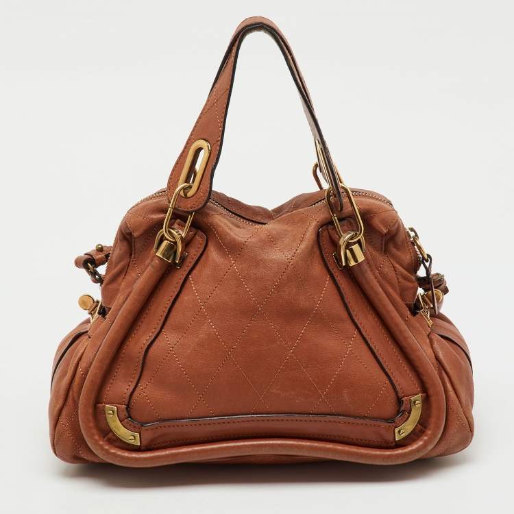 Pre Owned Chloe Brown Leather Medium Paraty Shoulder Bag