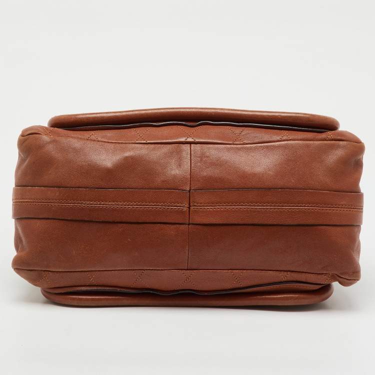 Pre Owned Chloe Brown Leather Medium Paraty Shoulder Bag