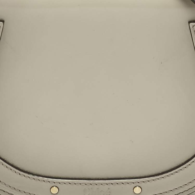 Pre Owned Chloe Beige Patent Leather and Suede Small Nile Bracelet Shoulder Bag